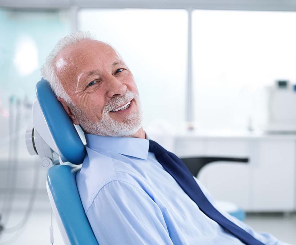 older man in a dental chair